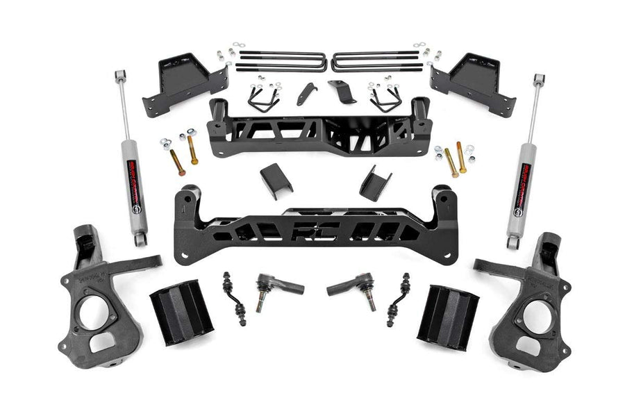 7" Rough Country Suspension Lift Kit with Strut Spacers/N3 Shocks for Chevy Silverado & GMC Sierra 1500 2WD (2014-2018 w/Stock Cast Alu or Stamped Steel Control Arms)
