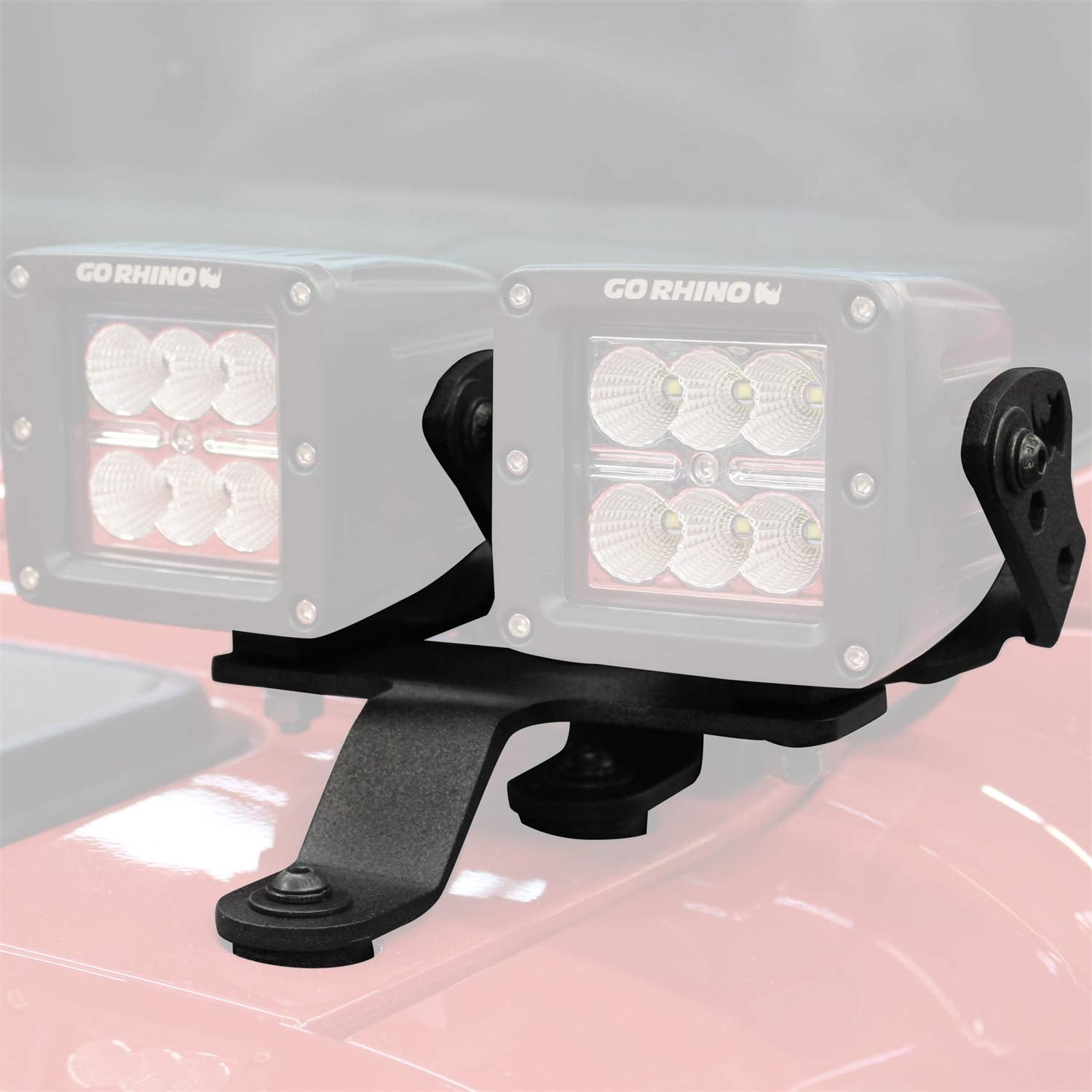 Go Rhino Windshield Cowl XE LED Light Mounts for Dual 3x3 LED Cubes | Mild Steel, Textured Black | 730230T | Fits 2018-2024 Jeep Wrangler JL/JLU; 20-24 Jeep Gladiator JT Excludes Mojave
