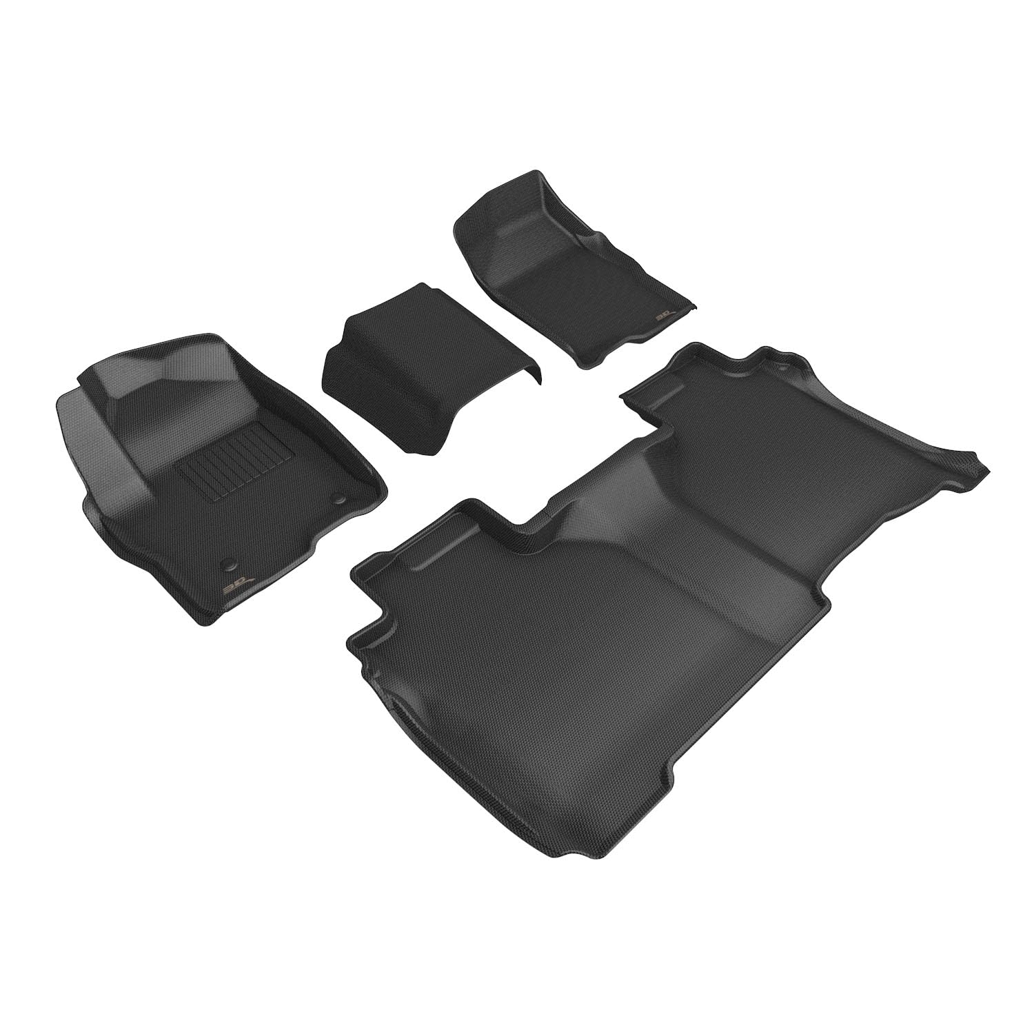 Kagu Floor Mat (Black) 3D MAXpider Compatible with Chevrolet Silverado Double Cab Bench Seats 2025-2026 - Full Set