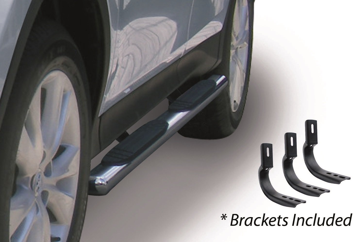 Go Rhino 4" Sidesteps & Brackets OE Xtreme | Stainless Steel, Polished | 684423971PS | Fits 2010-2014 Dodge Durango & 2011-2020 Jeep Grand Cherokee (Excludes SRT8, Summit, Altitude, & Limited X)
