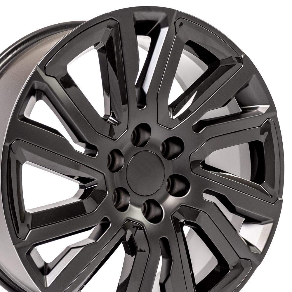 22 Inch OE Wheels CV39 Rim Fits Sierra 1500 Style 6x139.7 22x9 Satin Black with Gloss Black Insert - Hollander 5901 (1)