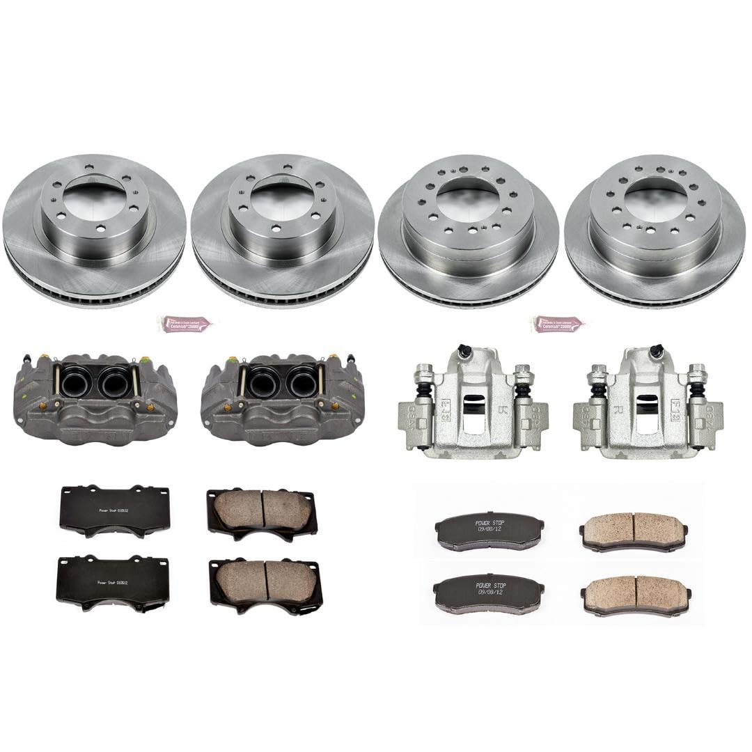 Power Stop KCOE138 Replacement Autospeciality Front and Rear Caliper Kit- OE Rotors, Ceramic Brake Pads, Calipers
