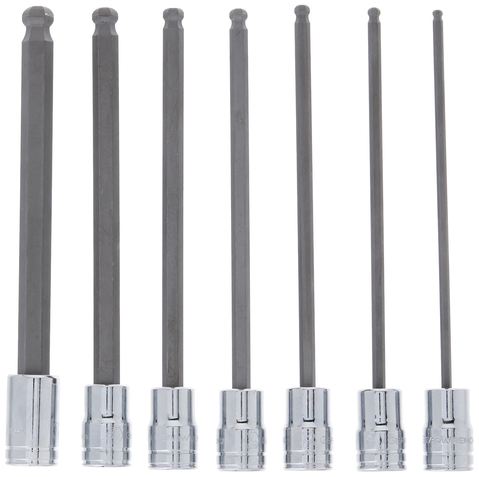7 Pc. GEARWRENCH 3/8" Drive Long Ball End Hex Bit SAE Socket Set - 80574