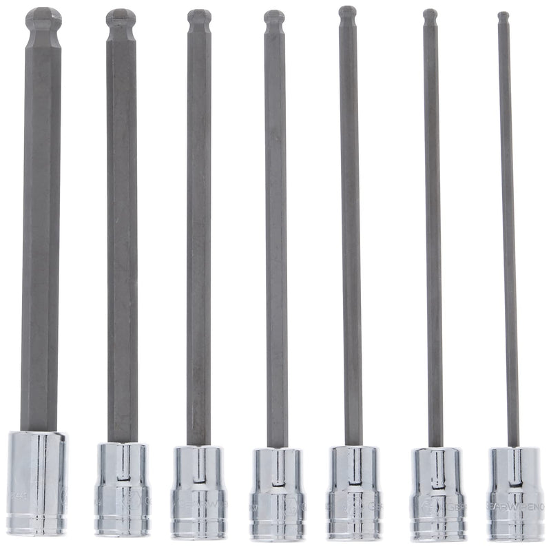 7 Pc. GEARWRENCH 3/8" Drive Long Ball End Hex Bit SAE Socket Set - 80574
