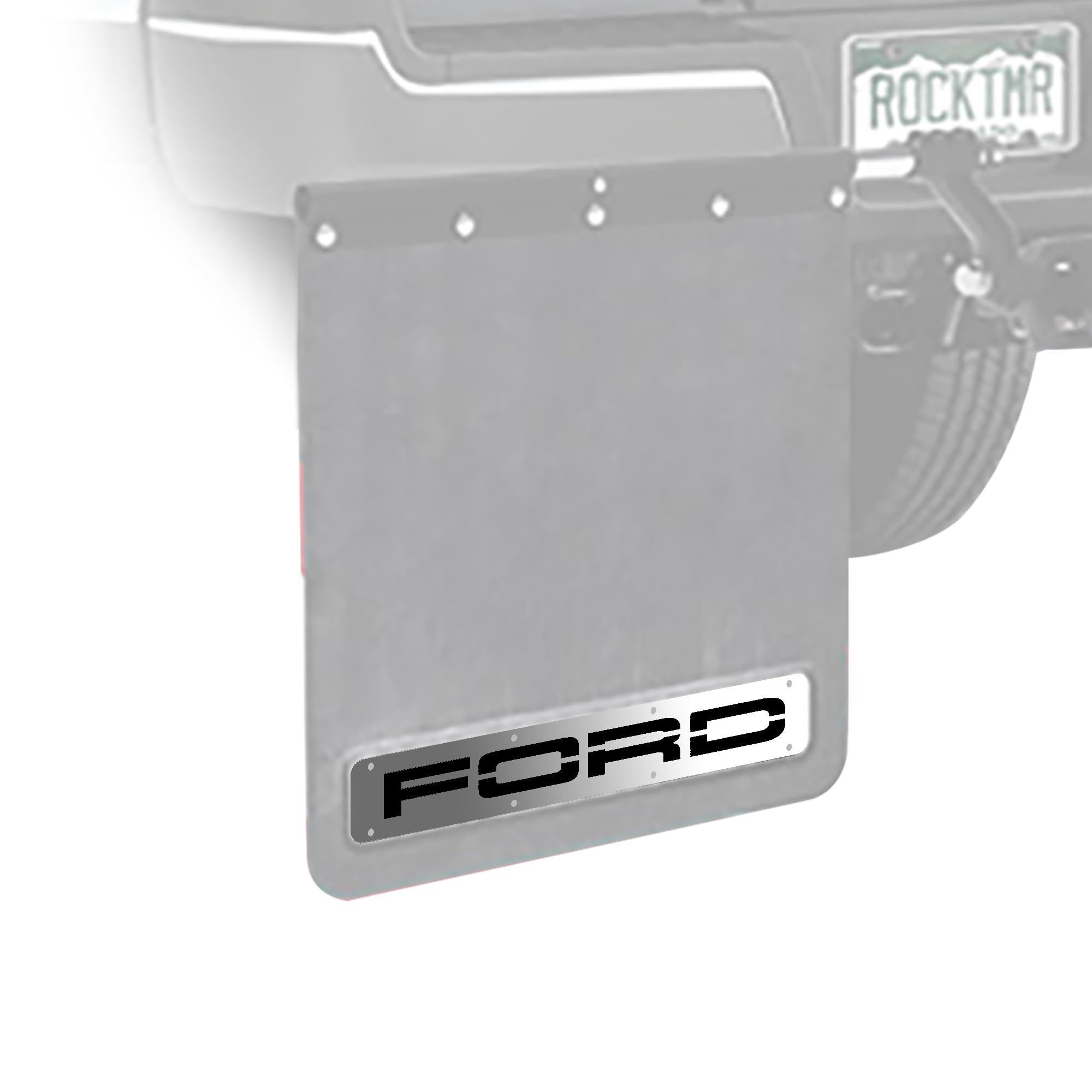 Ford Officially Licensed Rock Tamers Stainless Steel Trim Plates, Rust Resistant Mudflap Accessory, Easy Installation, Includes 2 Plates with Multilingual Instructions, 20" L x 3" W