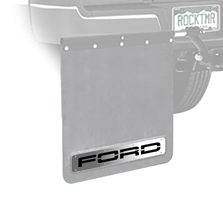 Ford Officially Licensed Rock Tamers Stainless Steel Trim Plates, Rust Resistant Mudflap Accessory, Easy Installation, Includes 2 Plates with Multilingual Instructions, 20" L x 3" W