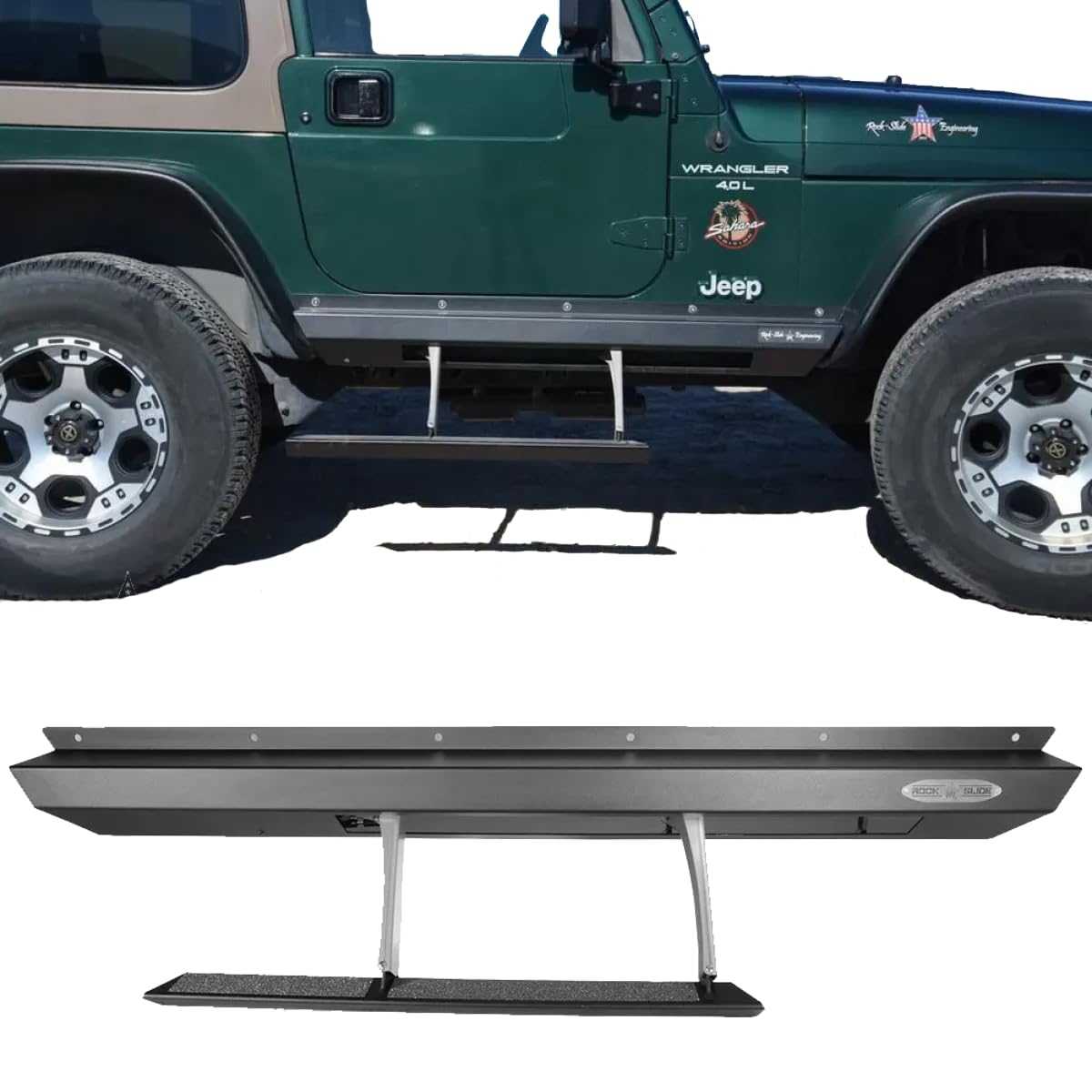 TJ Rock Slide Engineering 2 Door Step Sliders for Jeep Wrangler 1997-2006, BD-SS-100-TJ
