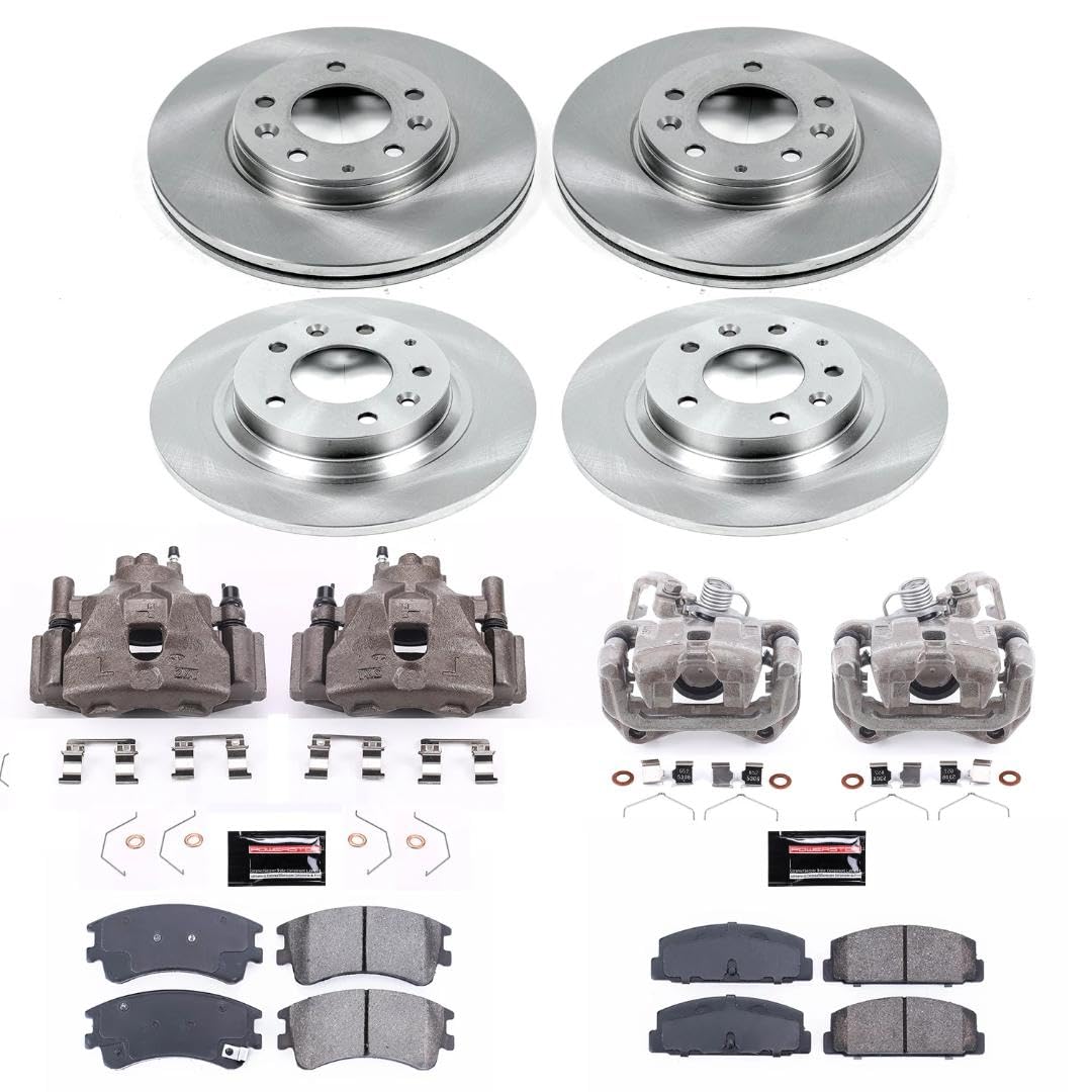 Power Stop Autospecialty KCOE2449 Front & Rear Caliper Brake Kit- Brake Rotors, Ceramic Brake Pads and Brake Calipers For Mazda 6 2003-2005 [Model Specific]