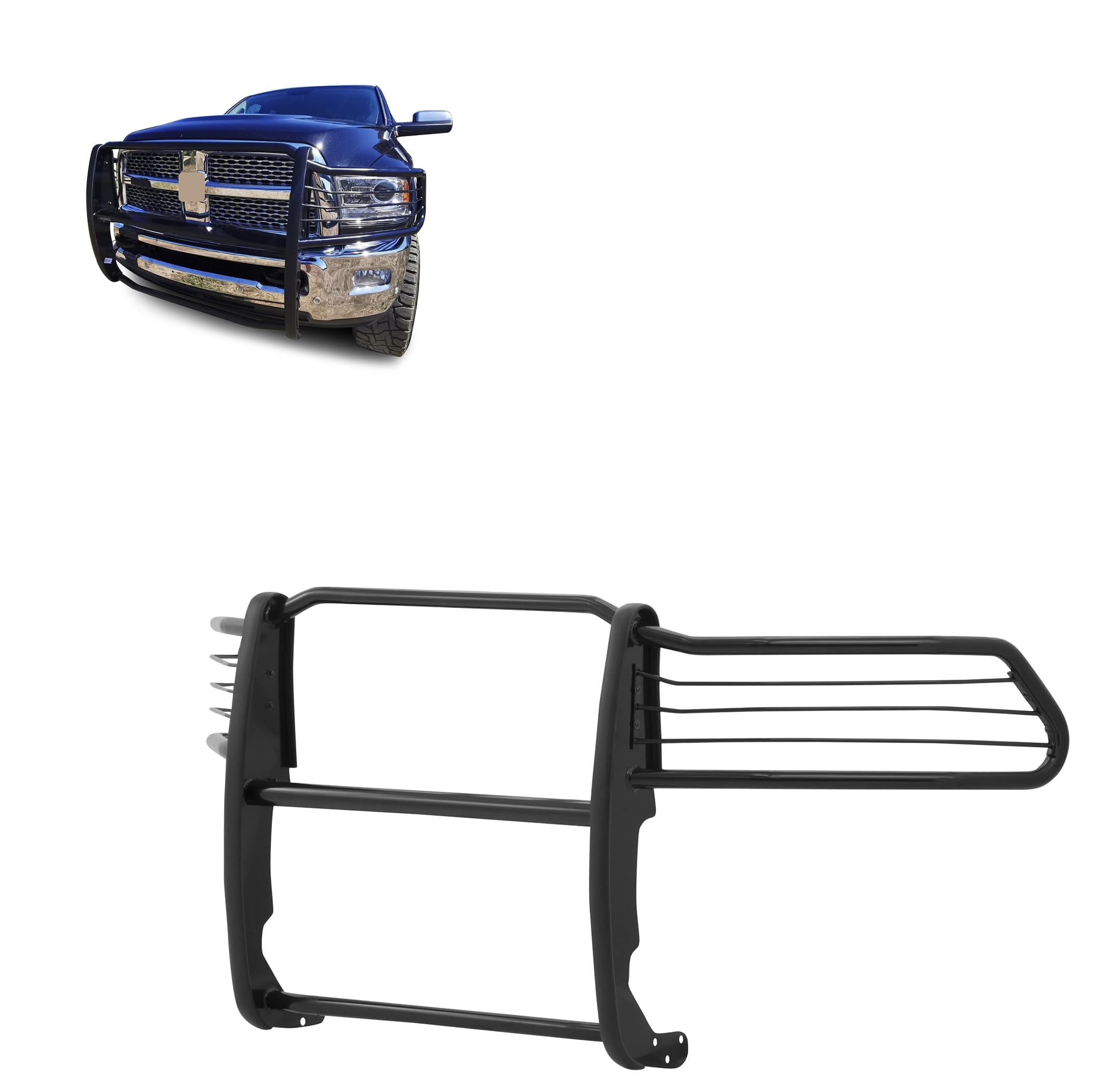 Grille Brush Black Horse Bumper Guard Modular Compatible with 2010-2018 Ram 2500|2011-2018 Ram 3500-17DR01MA