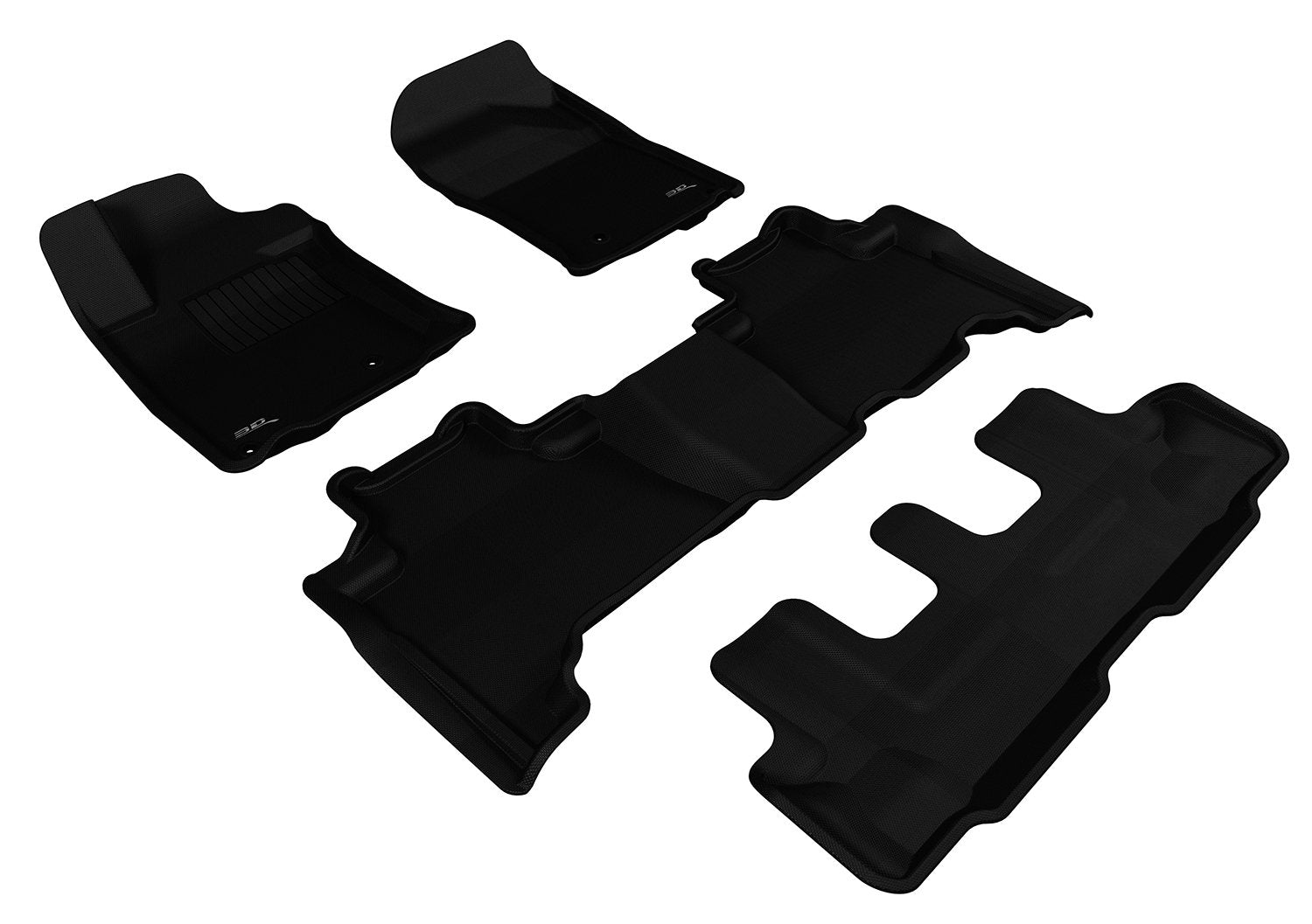 KAGU 3D MAXpider Custom Fit Floor Mat (BLACK) for 2010-2013 LEXUS GX460-1ST ROW 2ND ROW 3RD ROW