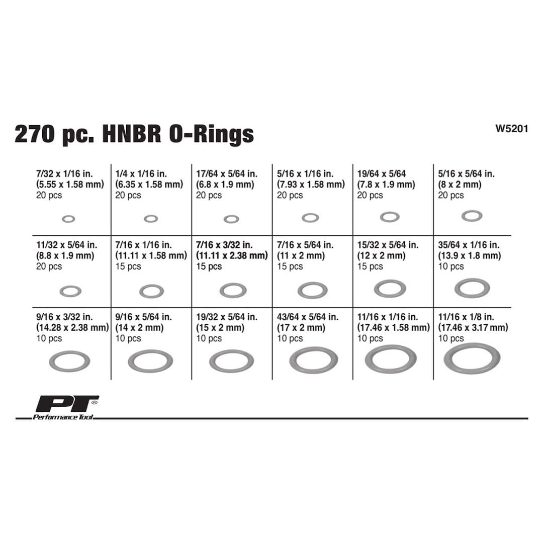 HNBR O-Ring Assortment Kit 270 Pc