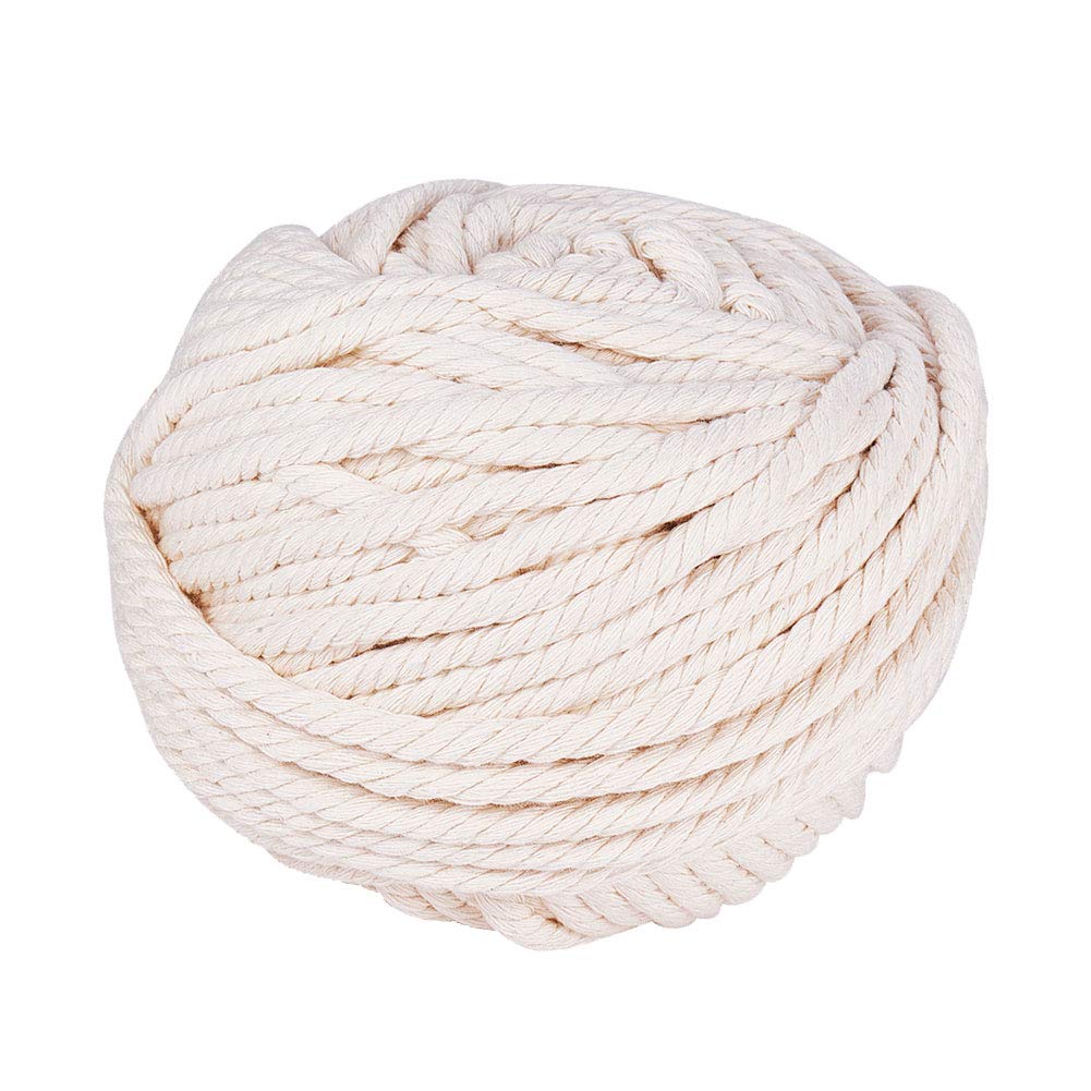 55 Yards JEWELEADER Natural Cotton Macrame Cord 6mm Twisted Soft Knitting Rope for Handmade Crafts Decoration Wall Hanging Plant Hanger Crocheting Bohemia Dream Catcher White Smoke