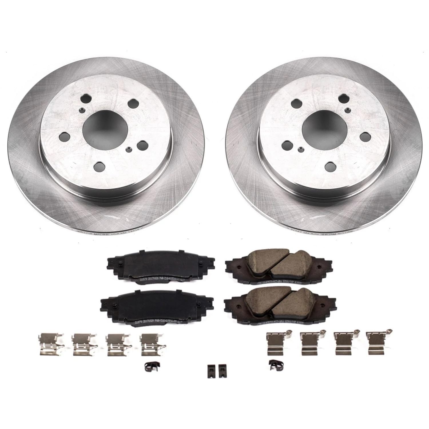 Power Stop KOE8333 Rear Replacement Brake Kit-OE Brake Rotors & Ceramic Brake Pads For ES250 ES300h ES350 UX200 UX250h Avalon C-HR Camry Corolla Cross RAV4 Venza [Model Specific]