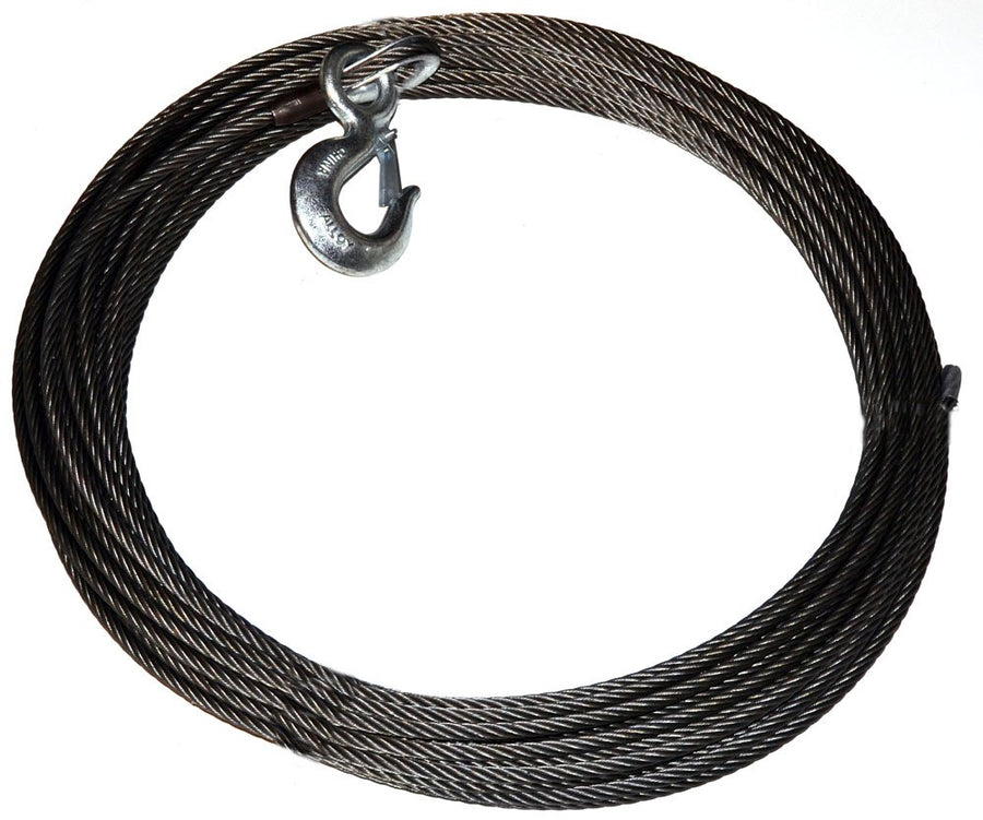 Winch Accessory WARN 23674: Industrial Grade Steel Cable Wire Rope with Hook, 3/8" Diameter x 125' Length, 15,100 lb Capacity