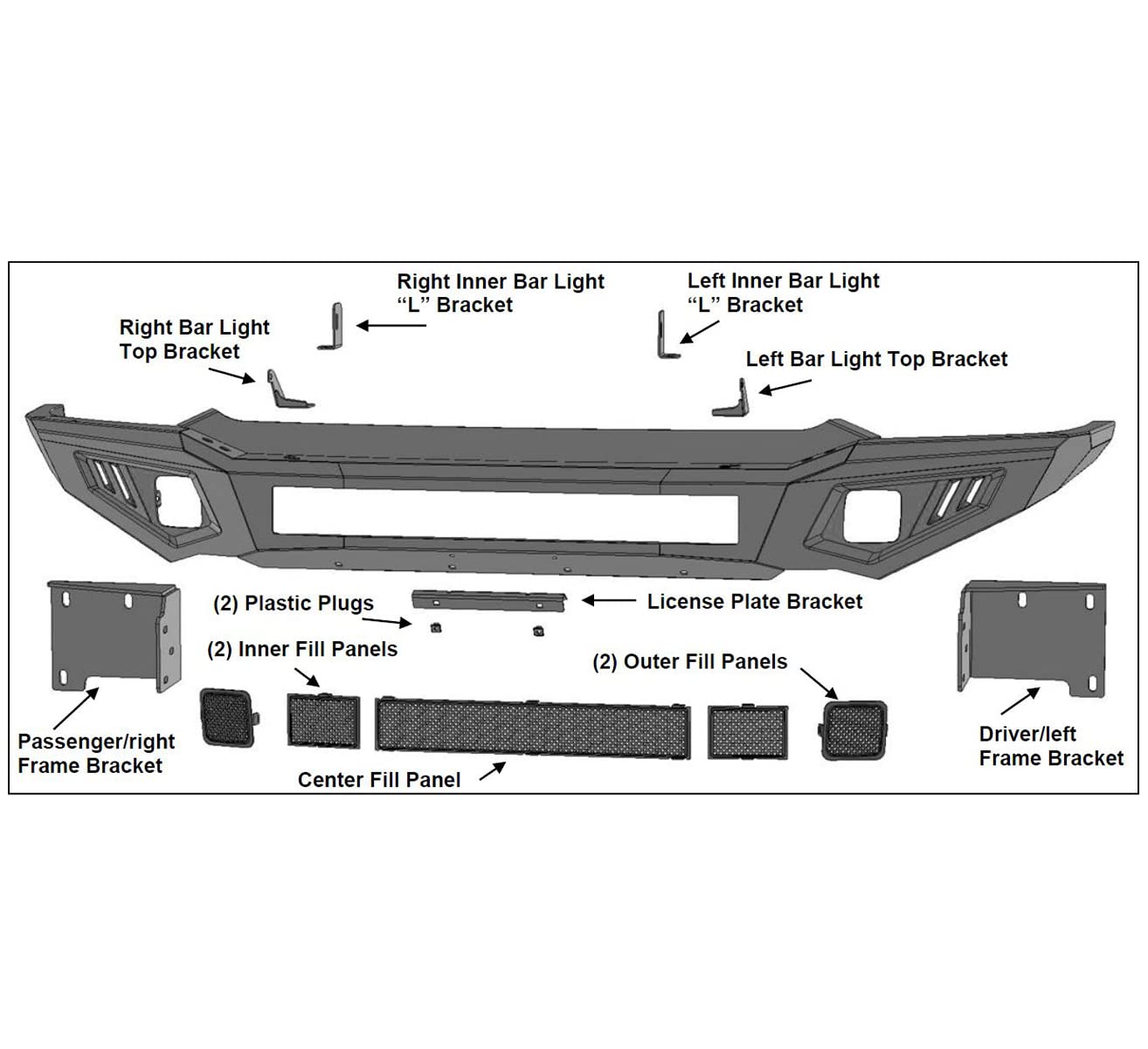 Armour II Black Horse Heavy Duty Front Bumper Matte Black Compatible with 2010-2010 Dodge Ram 2500|2011-2018 Ram 2500|2010-2010 Dodge Ram 3500|2011-2018 Ram 3500-AFB-RA10