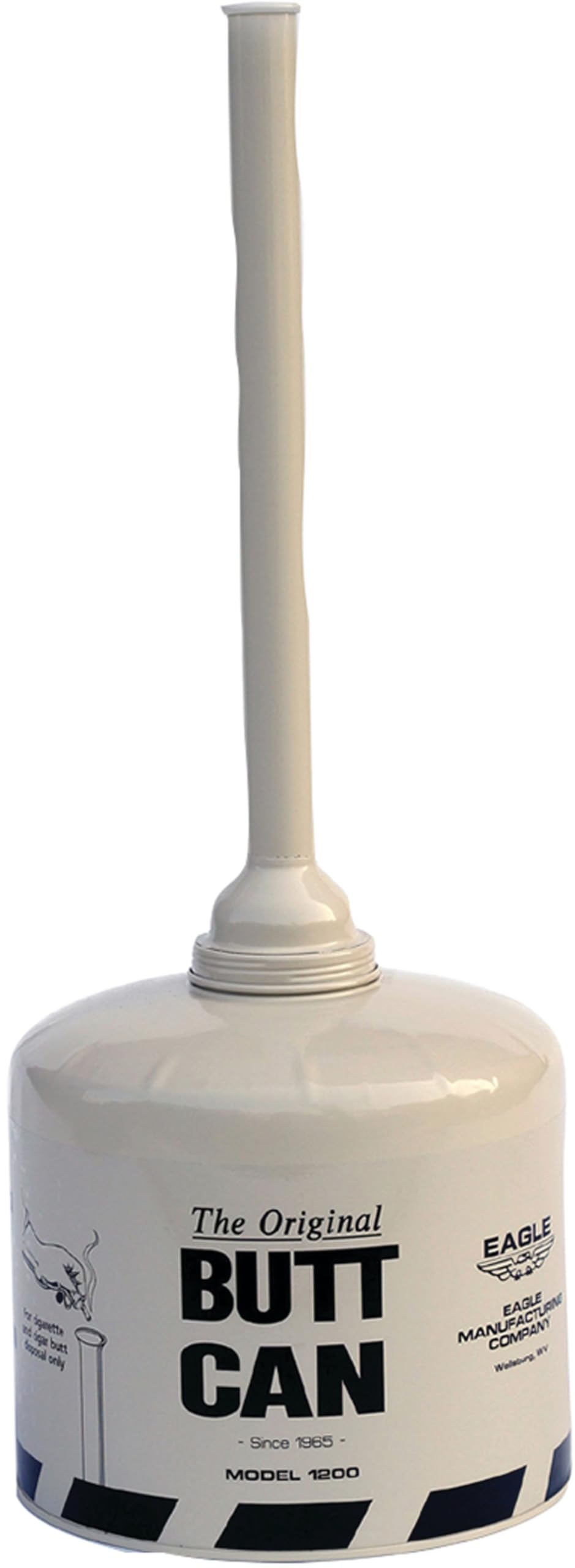 Outdoor Ashtray, Eagle Original Butt Can, Galvanized Steel with Steel Tube, 5 Gallon, Beige, 1200BEIGE