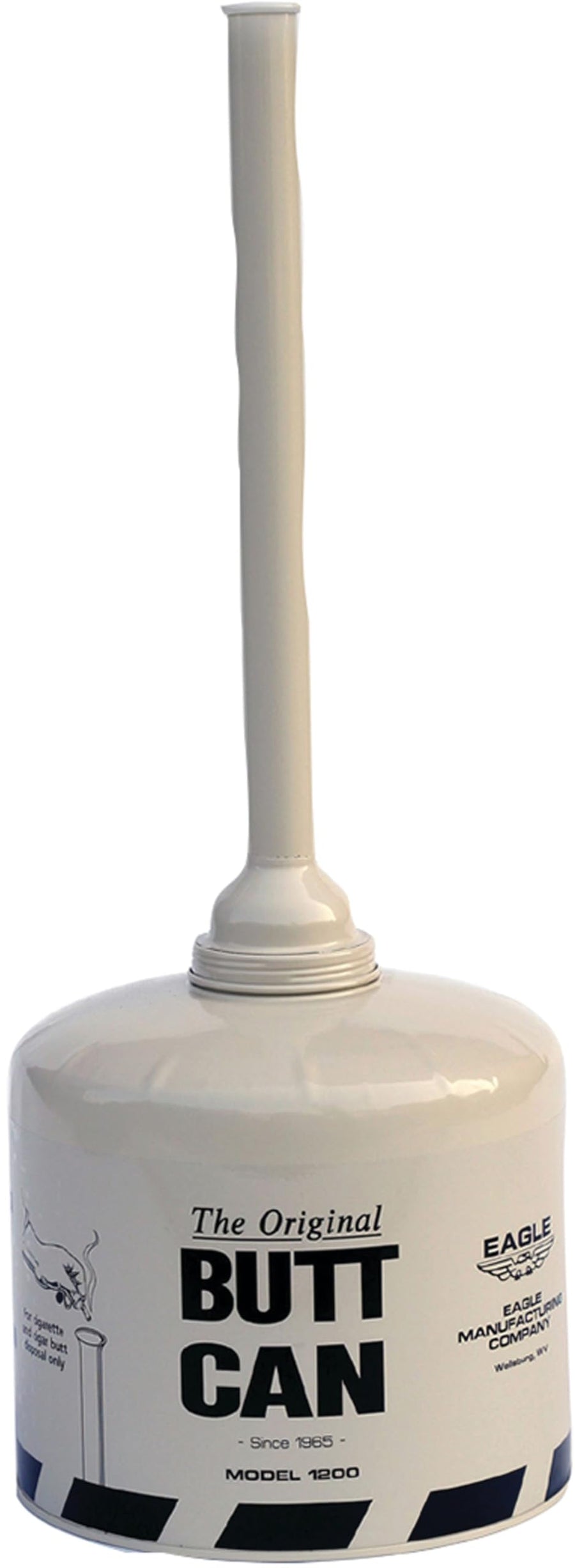 Outdoor Ashtray, Eagle Original Butt Can, Galvanized Steel with Steel Tube, 5 Gallon, Beige, 1200BEIGE