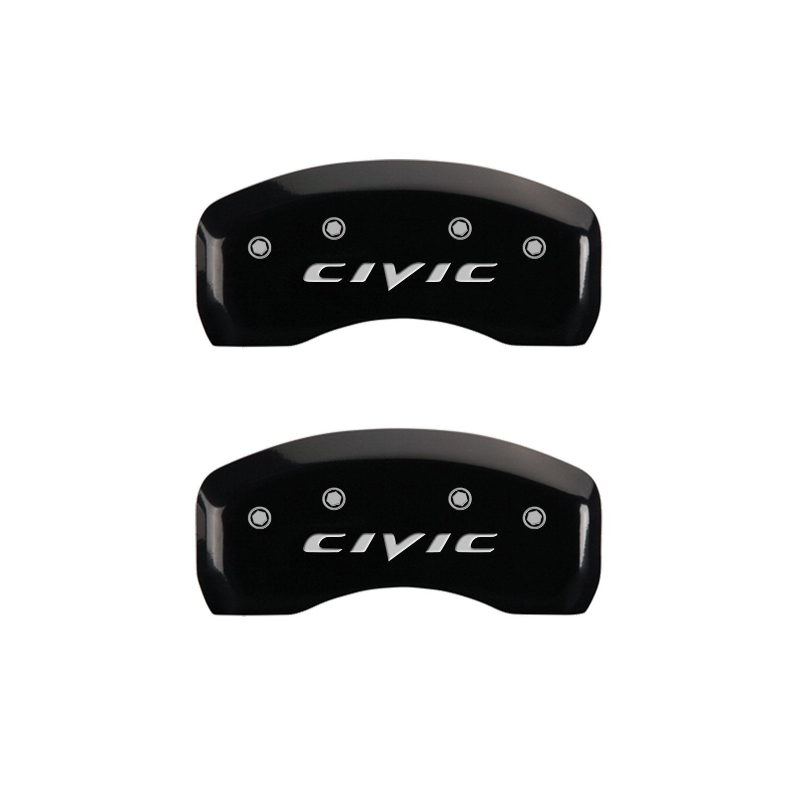 MGP Caliper Covers Front and Rear 20220SCIVBK Black Powder Coat Finish, Set of 4 (Civic 2015/CIVIC Silver Characters, Engraved)