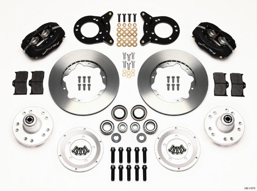 Wilwood Brake System, Front Forged Dynalite Pro Series, 4 Piston Caliper, 11.000 in Plain Iron Rotor, Offset, Aluminum, Black, Ford Mustang 1970-73, Kit