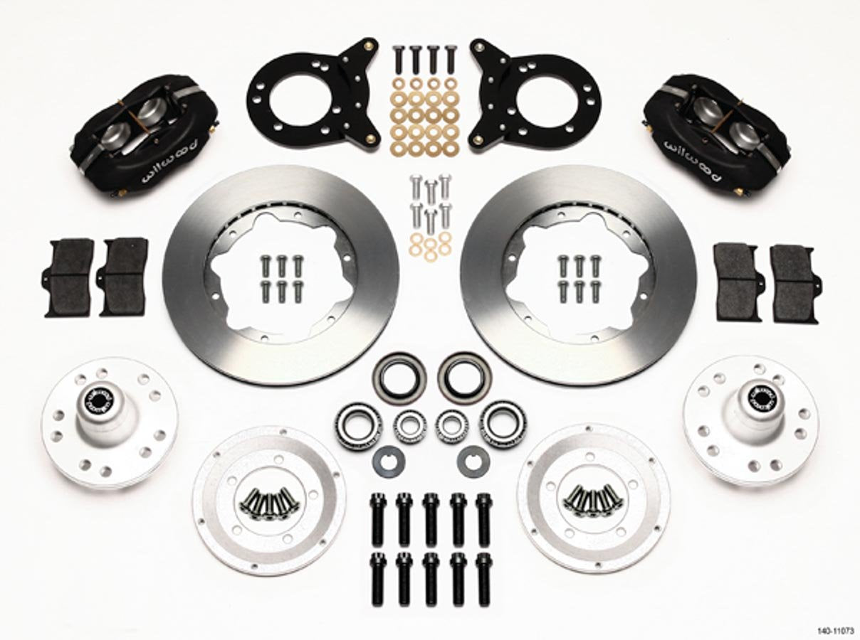 Wilwood Brake System, Front Forged Dynalite Pro Series, 4 Piston Caliper, 11.000 in Plain Iron Rotor, Offset, Aluminum, Black, Ford Mustang 1970-73, Kit