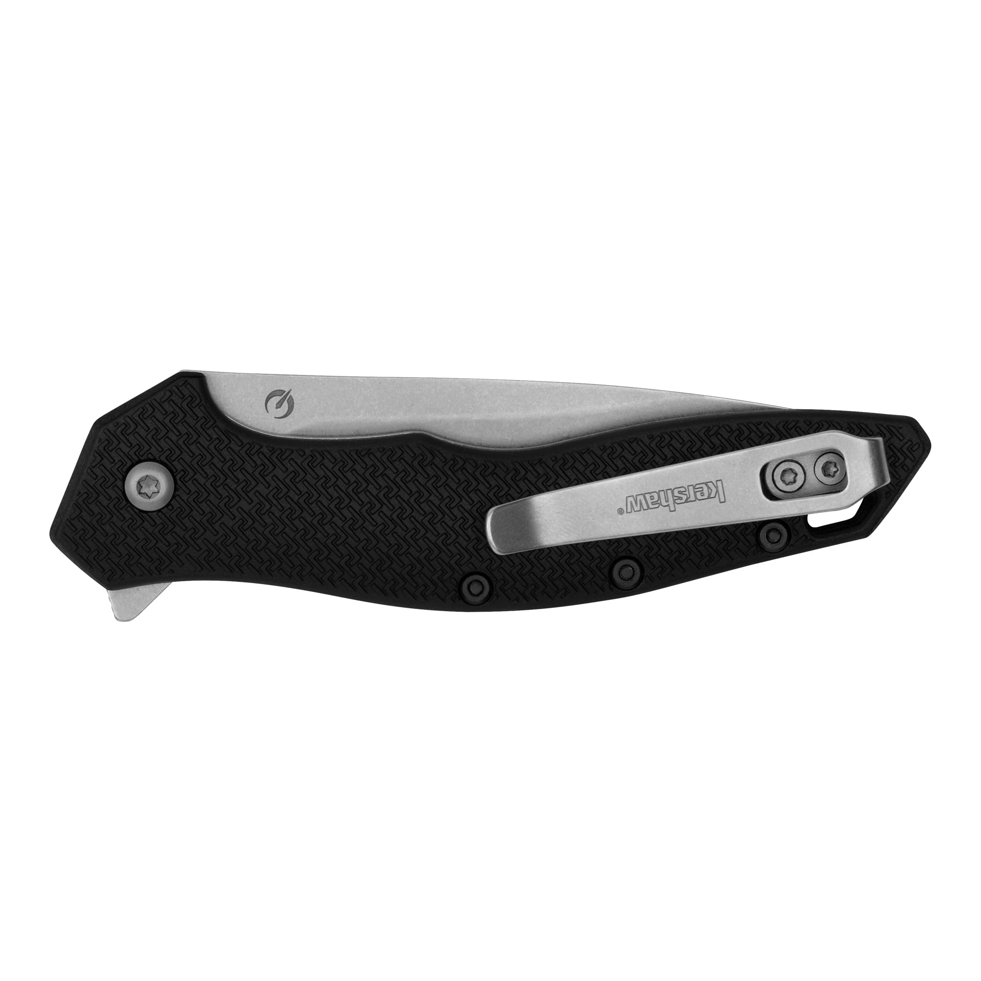 Kershaw Folding Shoreline Pocket Knife, All Purpose 3 inch Serrated Blade, Deep Carry Pocketclip, Black GFN Handle, Stonewashed Blade
