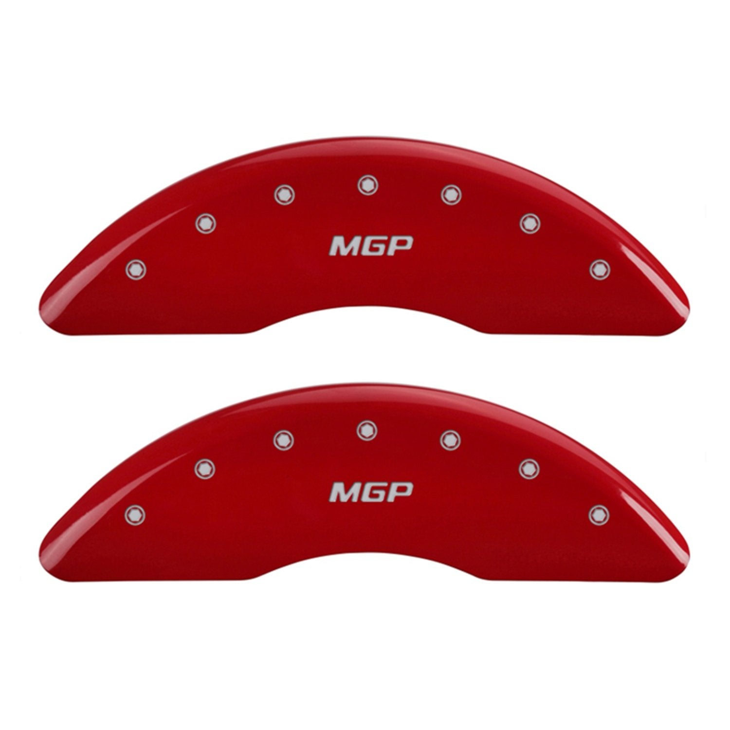 MGP 28001SMGPRD Caliper Covers Red Powder Coat Finish, Silver Characters, Set of 4