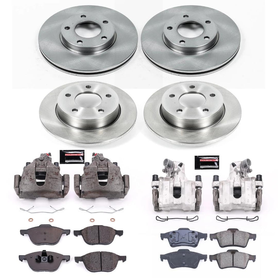 Power Stop KCOE122 Replacement Autospeciality Front and Rear Caliper Kit- OE Rotors, Ceramic Brake Pads, Calipers For Mazda 3 2004-2005 [Model Specific]