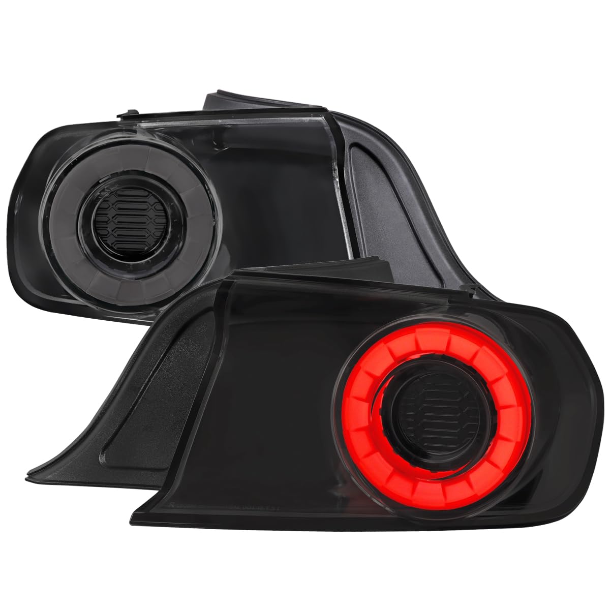 Glossy Black Smoke SPEC-D TUNING LED Sequential Signal Tail Lights Compatible with 2015-2022 Ford Mustang, Left + Right Pair Assembly