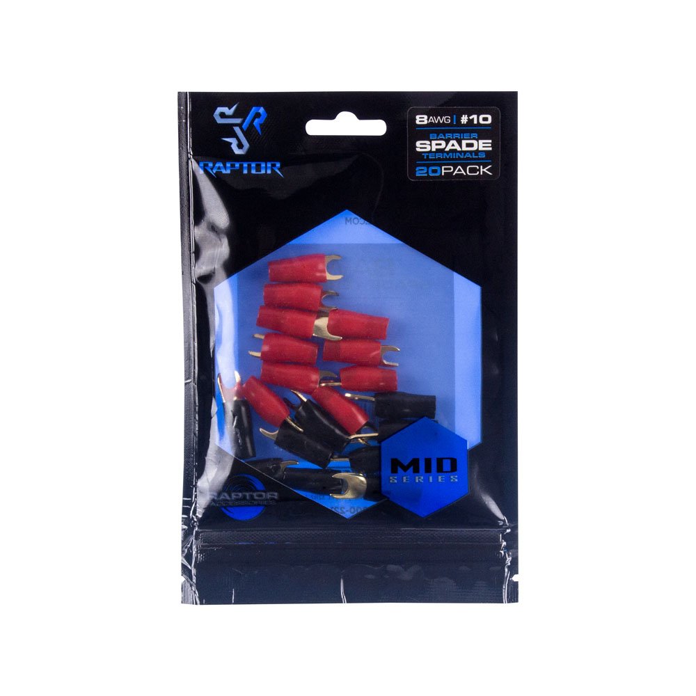 8 AWG Gold Spade Barrier Terminals Raptor R810ST MID SERIES
