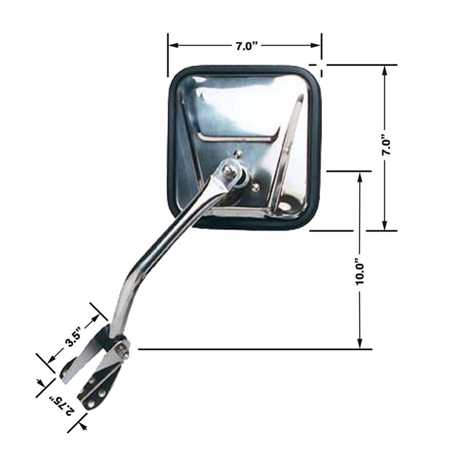 Jeep CJ CIPA 44550 OE Style Manual Stainless Steel Replacement Driver Side Mirror BLACK, Medium