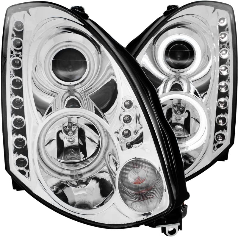 Projector Headlight Set ANZO USA w/CCFL Halo-Chrome 121364