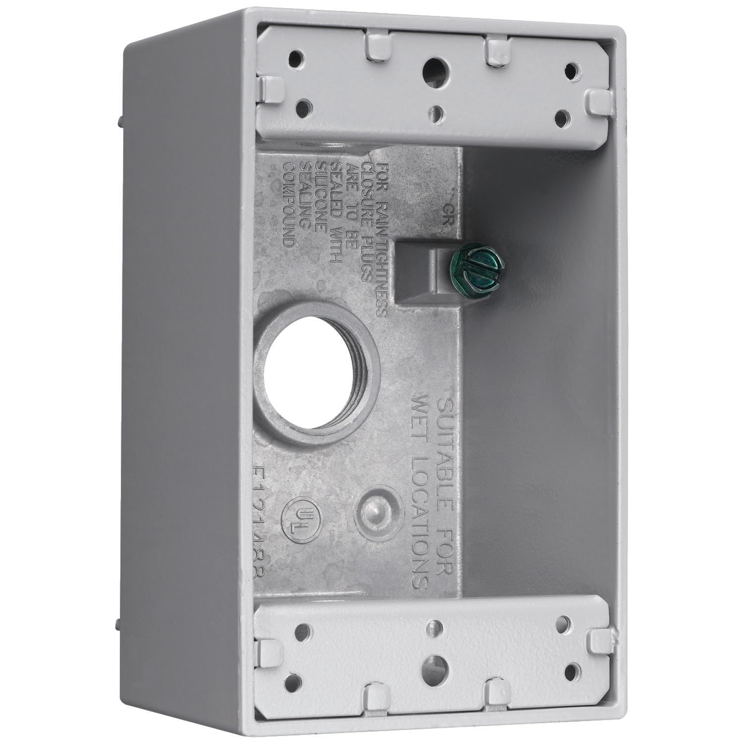 Legrand Pass & Seymour Outdoor Box WPB23 Weatherproof, 1 Gang, 3 Hole 1/2", 18.5 Cubic Inch, Gray (1 Count)