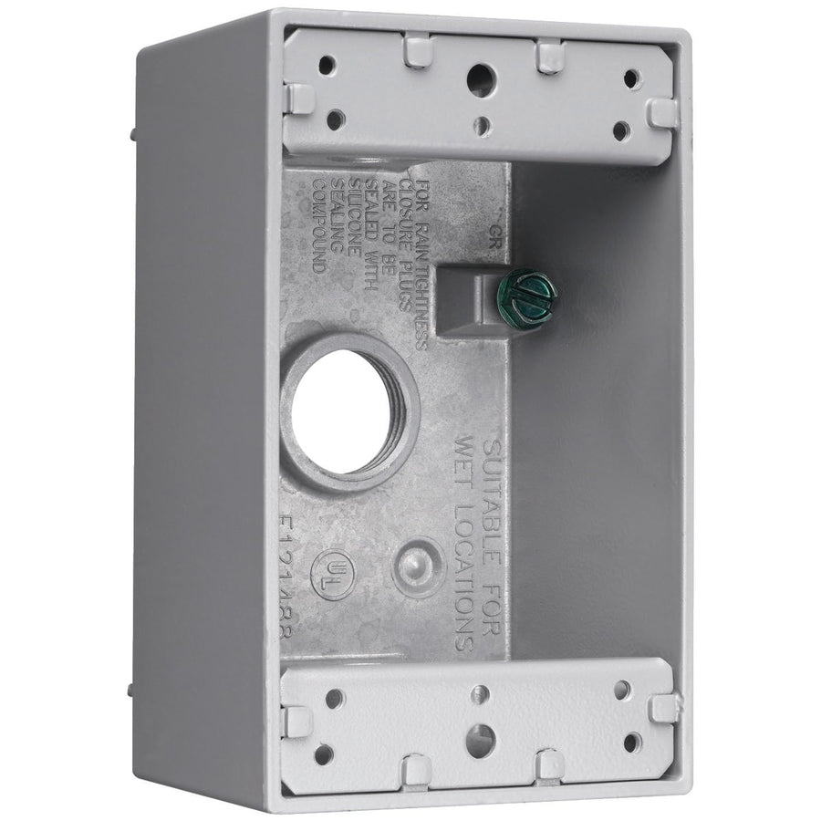 Legrand Pass & Seymour Outdoor Box WPB23 Weatherproof, 1 Gang, 3 Hole 1/2", 18.5 Cubic Inch, Gray (1 Count)