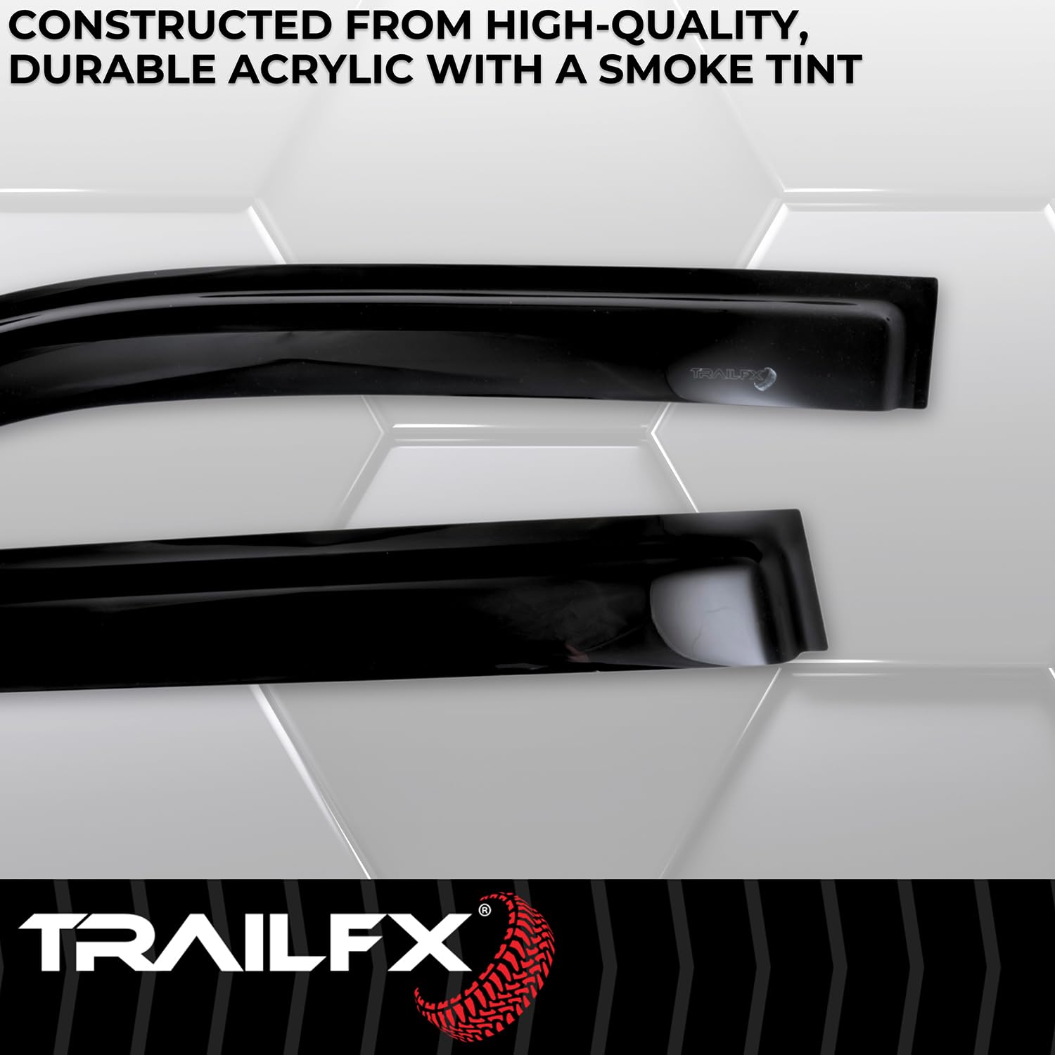TrailFX Acrylic Rainguards Low Profile Fits 2022-2025 Toyota Tundra Tape-On Smoke Window Vents Double Cab Outside Channel Mount Set of 4 Rain Guard Window Vents TrailFX 4704H