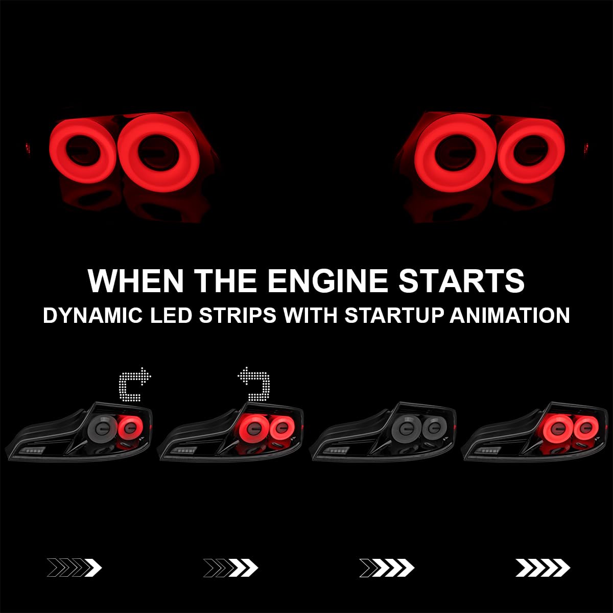 Full LED Tail Lights SPEC-D TUNING w/White Fiber Optic Halo Ring, Sequential Turn Signal, and Startup Animation Compatible with 2003-2007 Infiniti G35, Left + Right Pair Assembly