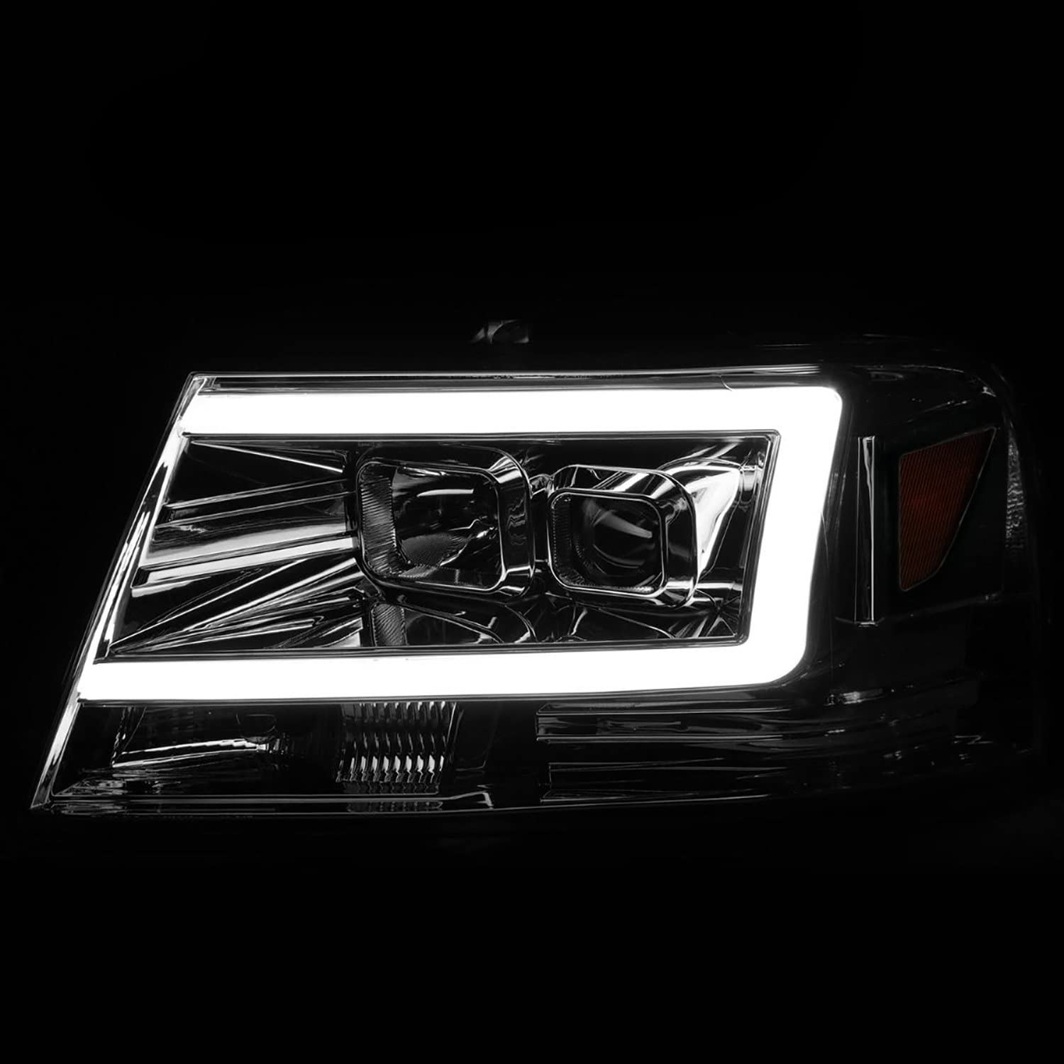 2004-2008 Ford F-150 ANZO Projector Headlights w/Light Bar Chrome Housing (111542)