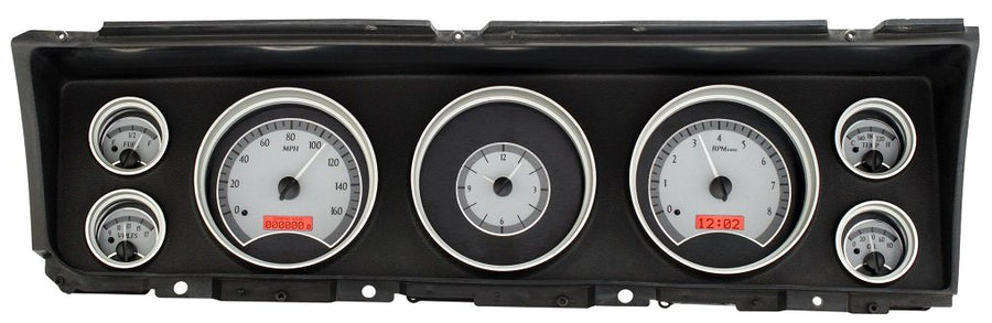 Dakota Digital VHX-67C-IMP-S-R 67 Chevy Impala Analog Dash Gauges Silver Alloy Red