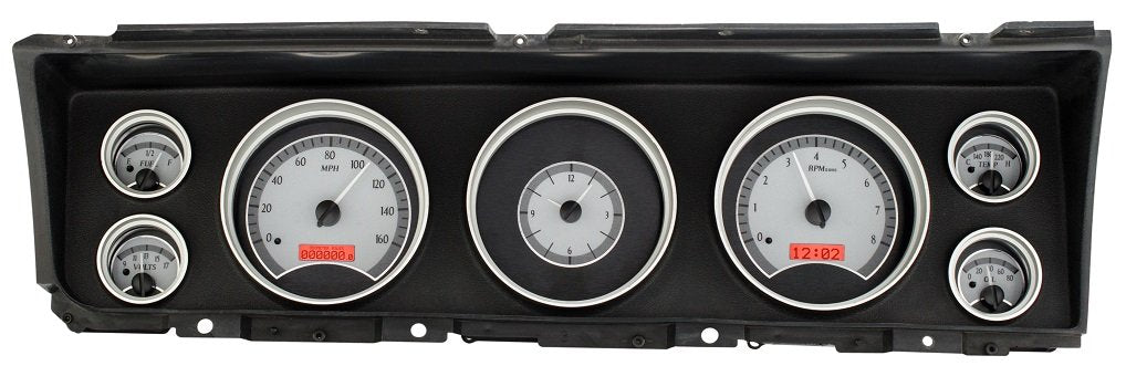 Dakota Digital VHX-67C-IMP-S-R 67 Chevy Impala Analog Dash Gauges Silver Alloy Red
