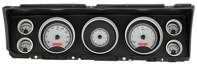 Dakota Digital VHX-67C-IMP-S-R 67 Chevy Impala Analog Dash Gauges Silver Alloy Red