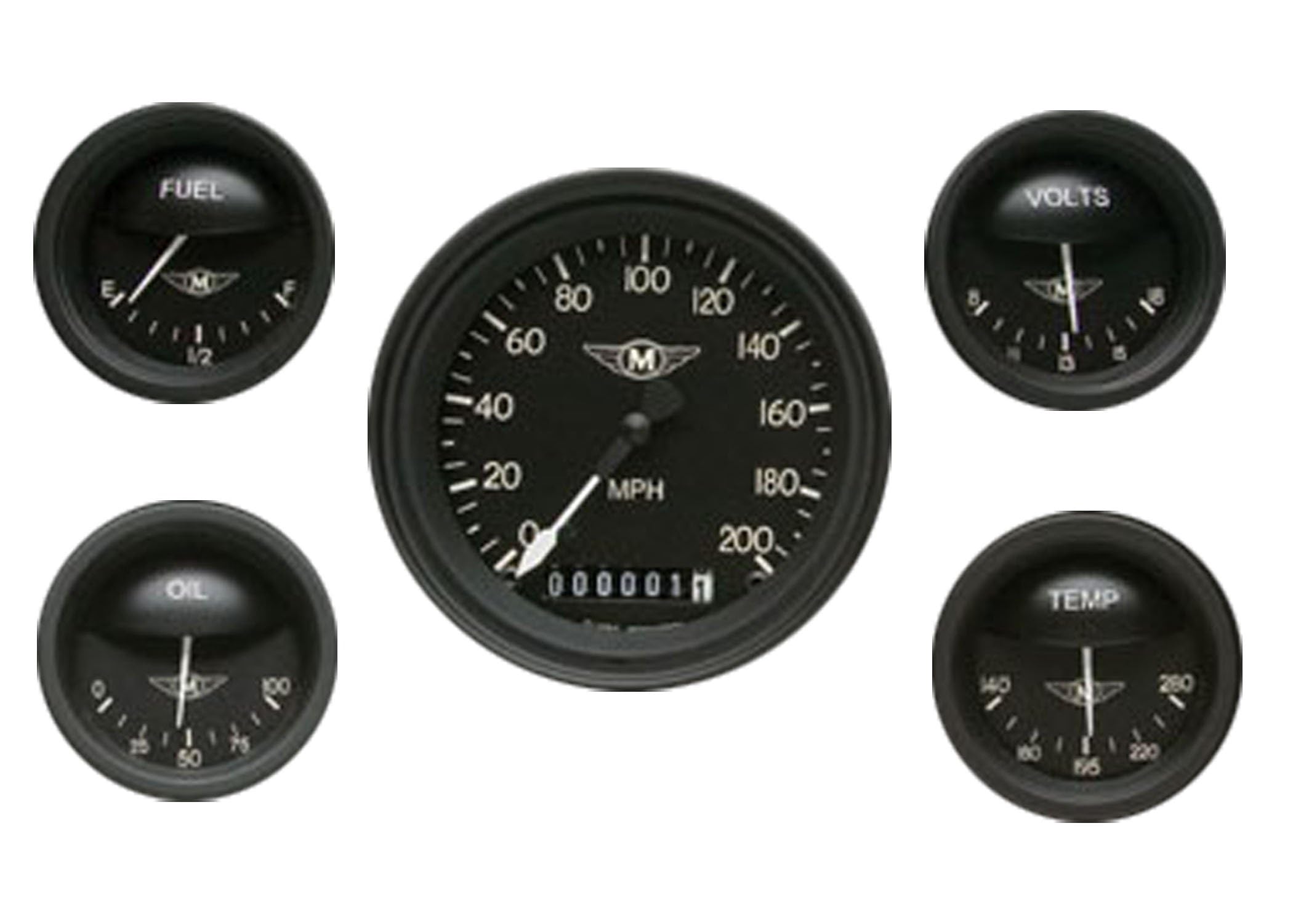 Moal Bomber Series Classic Instruments MA00BLF 5 Gauge Package