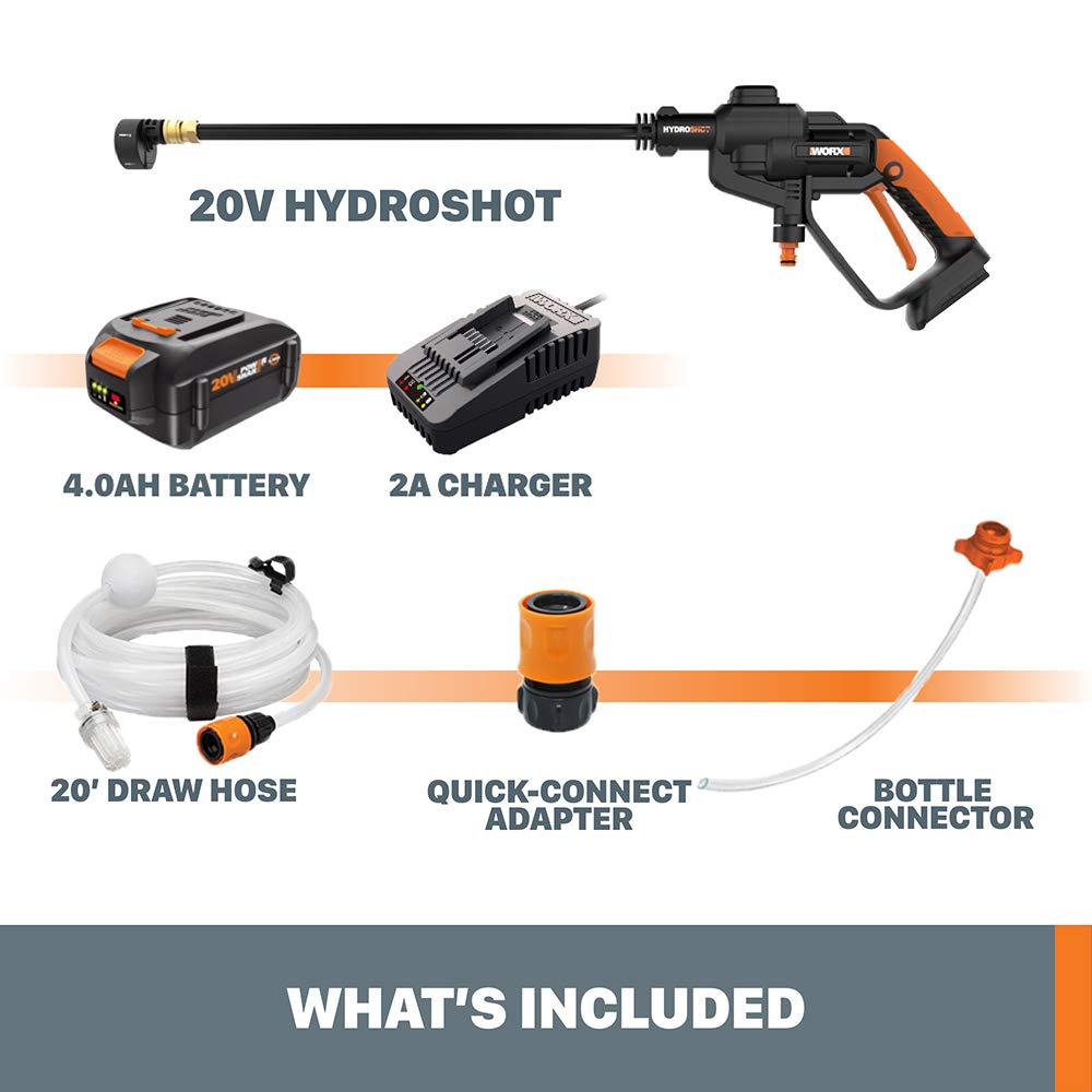 20V WORX Hydroshot Portable Power Cleaner 320 PSI -WG620 (Battery & Charger Included)