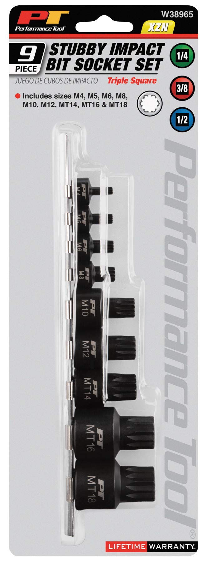 9-Piece Performance Tool W38965 Impact 12-Point Bit Socket Set