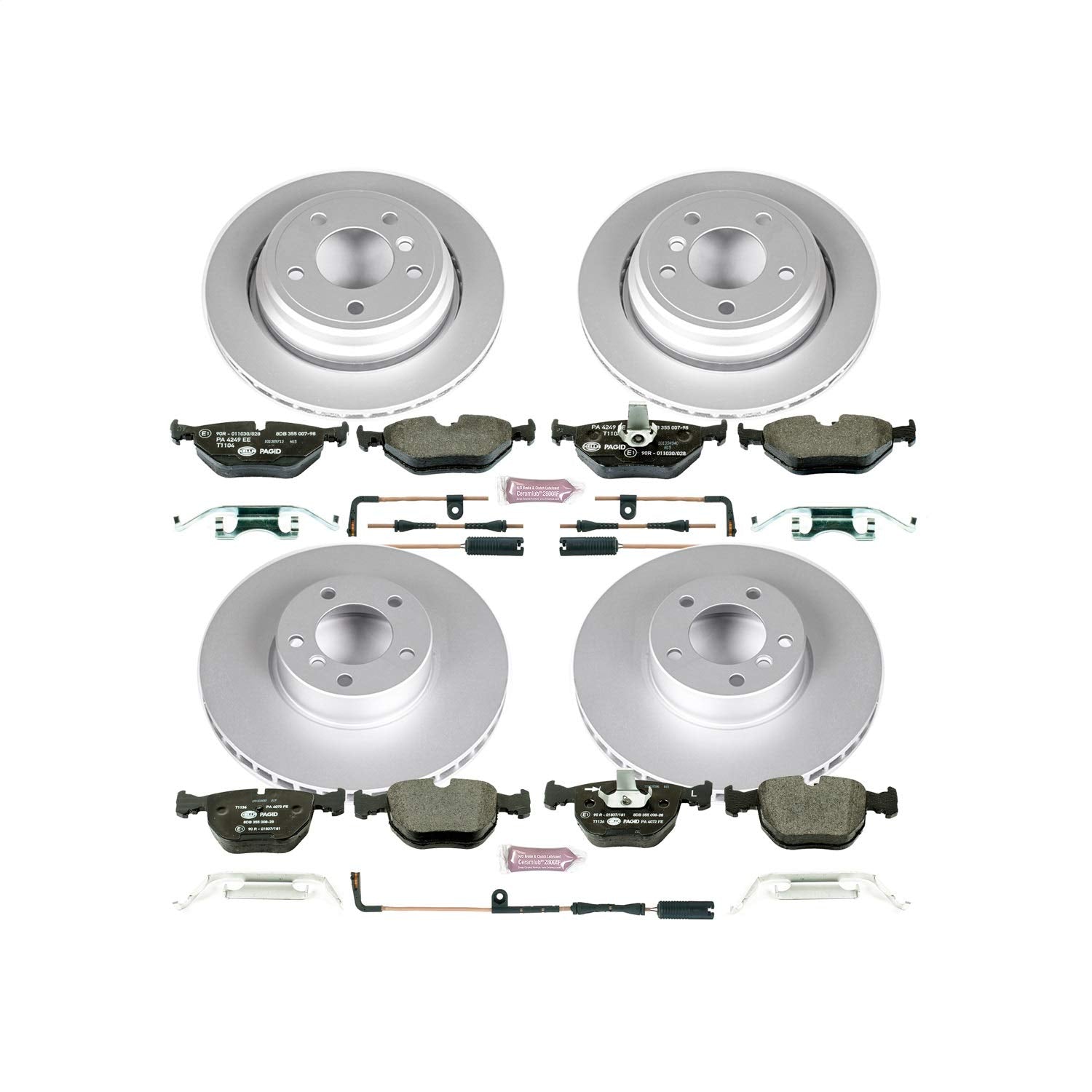 Power Stop ESK945 Euro-Stop Brake Kit Front and Rear and 1 Front & 2 Rear Sensor Wires For BMW 530i 2001-2003, BMW 540i 2000-2003 [Model Specific]