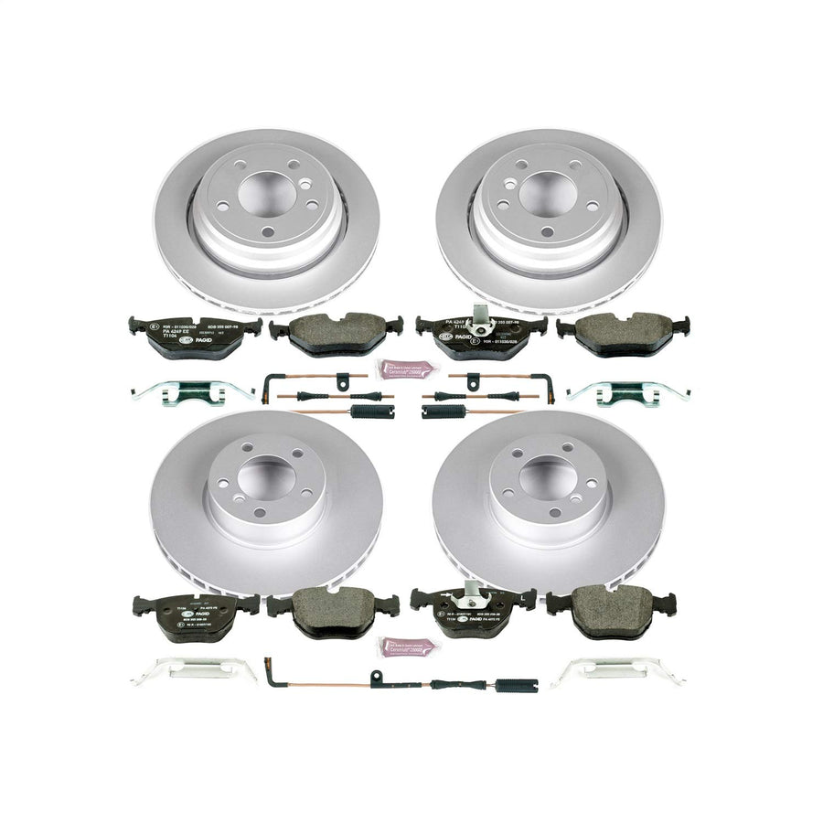 Power Stop ESK945 Euro-Stop Brake Kit Front and Rear and 1 Front & 2 Rear Sensor Wires For BMW 530i 2001-2003, BMW 540i 2000-2003 [Model Specific]