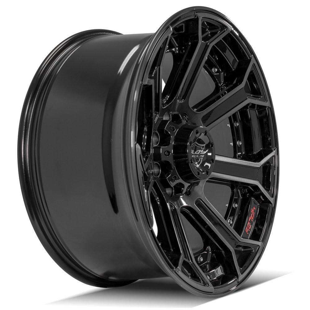 22 Inch 4PLAY Wheels Rim 4P70 Fits 8x165.1 22x10 Gloss Black Brushed with Tinted Clear (1)