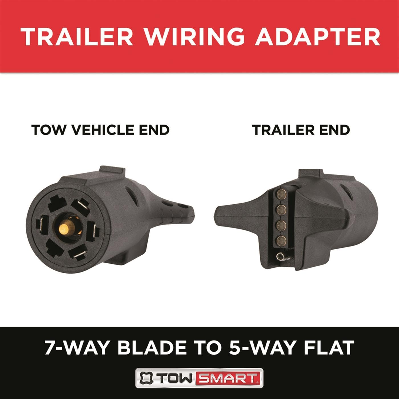 7-Way Blade to TOWSMART 5-Way Flat Trailer Light Wiring Adapter