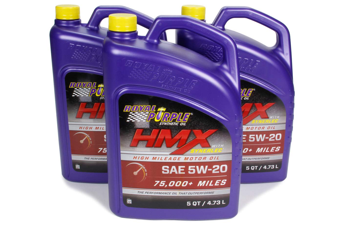 HMX w/Synerlec Royal Purple | High Mileage SAE 5W-20 Premium Synthetic Motor Oil | 5 Quart | SKU: 17518 | Pack of 3