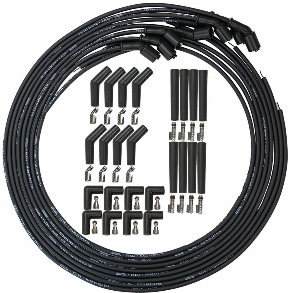 Moroso Universal 73748 Ultra 8.0 mm Black Spark Plug Wires, Fits GM LS Coils, Includes 90, 135 and Straight Plug Ends