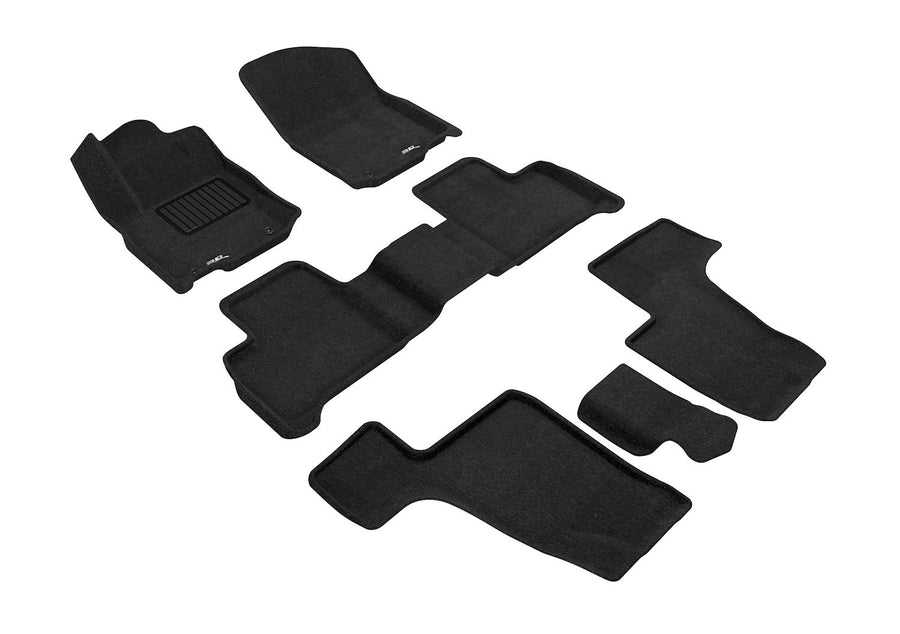 3D MAXpider ELEGANT Custom Fit Floor Mat (BLACK) for 2013-2019 MERCEDES-BENZ GLS SUV/GL-CLASS (X166) - 1ST ROW 2ND ROW 3RD ROW