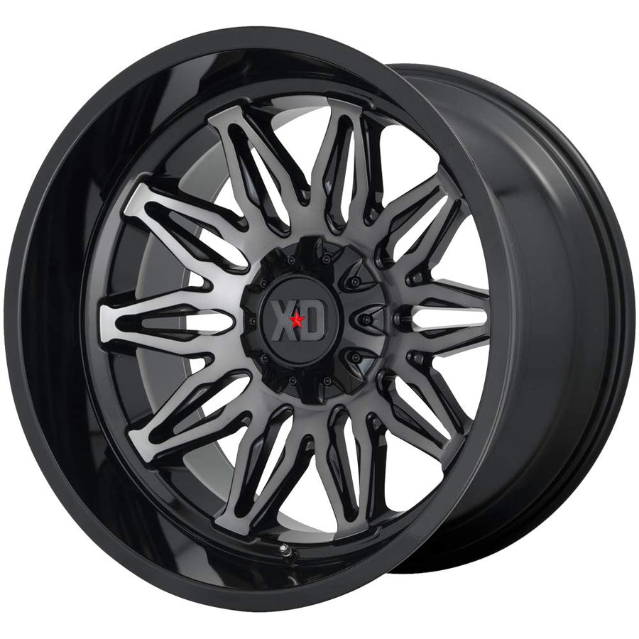 22x10 XD859 GUNNER, Bolt Pattern: 5x5/5.5, Offset: -18, GLOSS BLACK MACHINED WITH GRAY TINT, set of 1